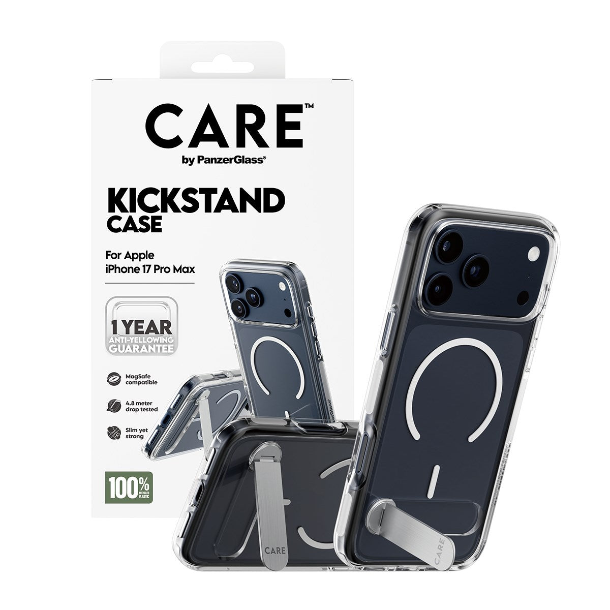 CARE™ by PanzerGlass® Case Transparent w. Kickstand & MagSafe iPhone 17 Pro Max